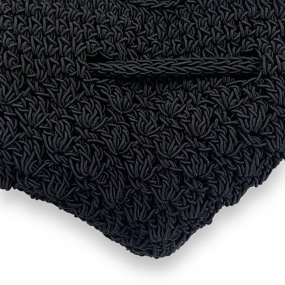 Vintage 90's FRANKIE AND JOHNNIE black woven macrame mini slouch backpack - Picture 10 of 11